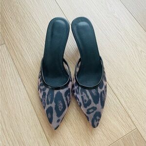 NWOB Amazon Mesh Leopard Print Kitten Heel Mules, Size 6